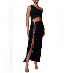 Margot One Shoulder Maxi Dress With Diamante Rope S